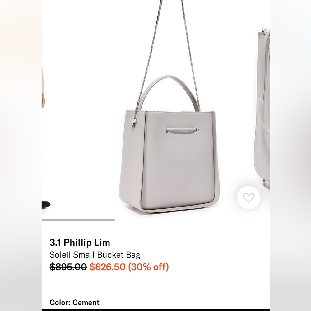 Philip Lim 3.1 grey Soleil bucket bag size small crossbody top handle leather - Picture 11 of 12